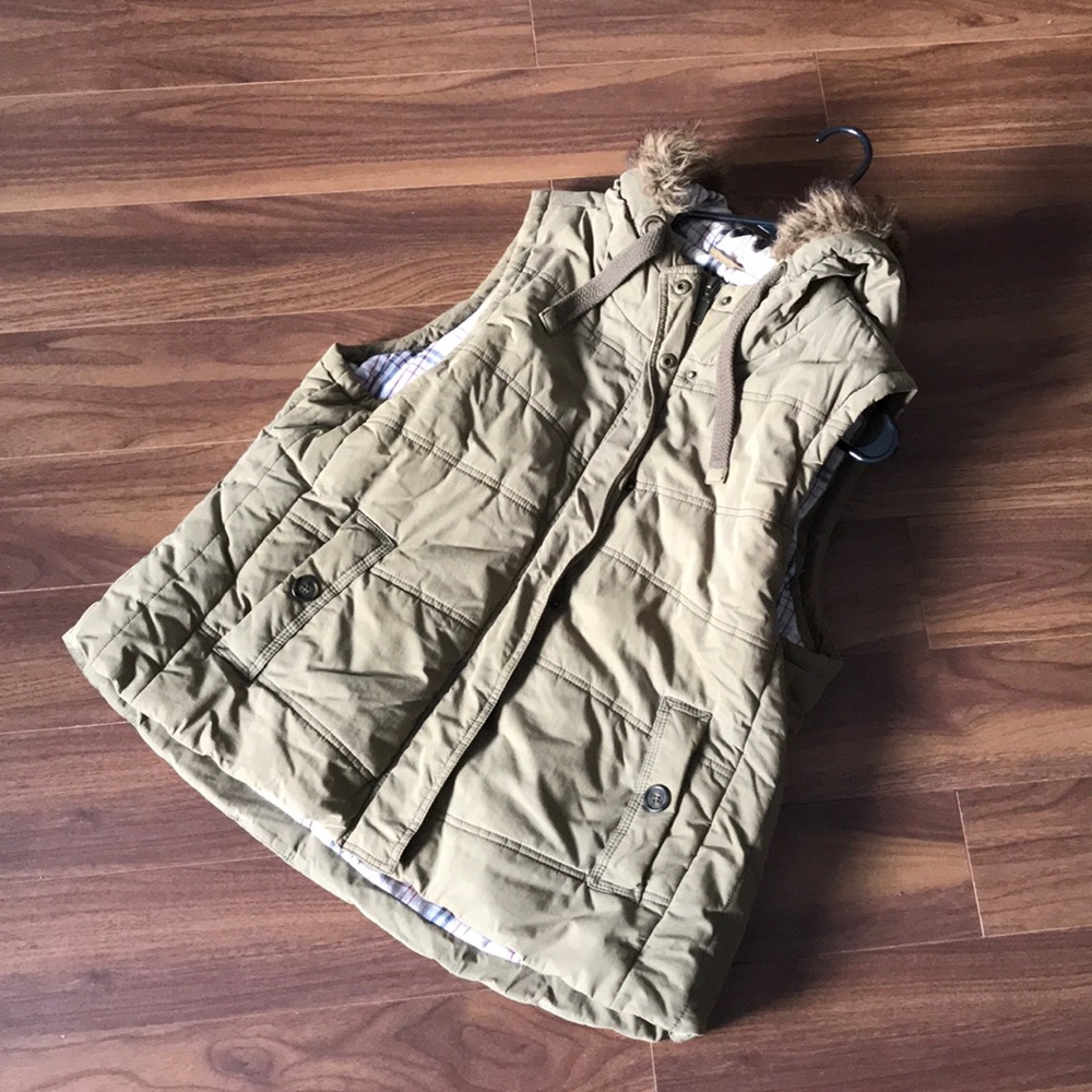 Olive green puffer vest